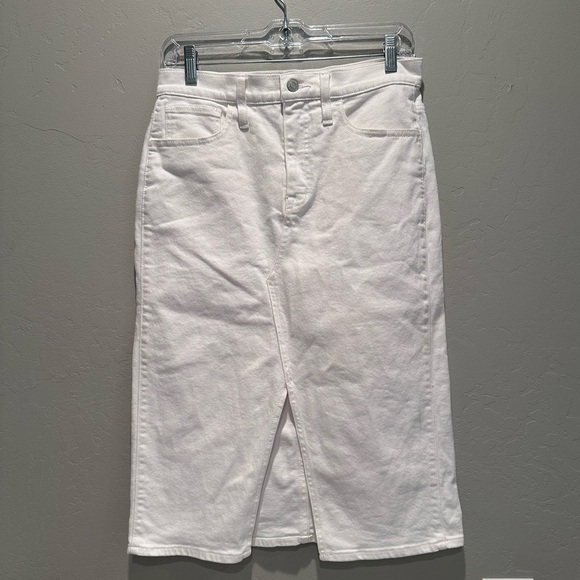 J. Crew Dresses & Skirts - J.Crew White Denim Pencil Skirt with Front Slit Sz 27 Style AK112